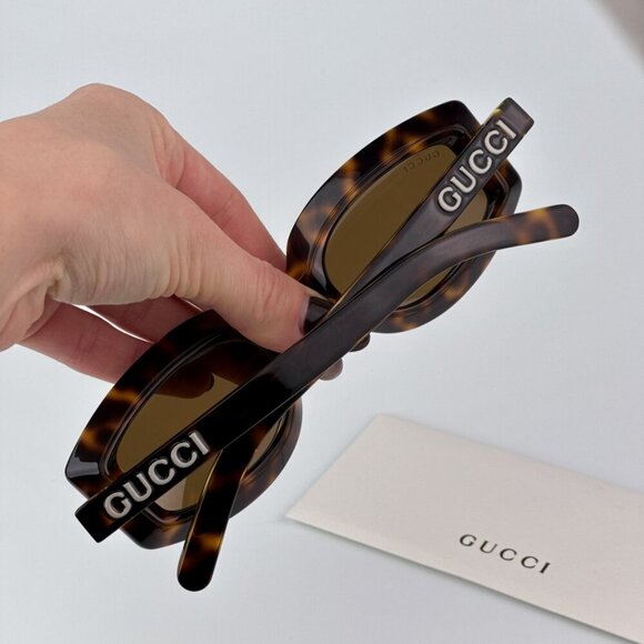 Gucci GG1719S 002 BRAND NEW Sunglasses Light Havana Brown Women Square main image 9